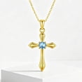 thumbnail image 7 of Taioiat Cross Necklaces for Women 14K Gold Plated March Birthstone Necklace Christian Pendant Religion Jewelry Gifts Wife Mother Girlfriend, 7 of 7