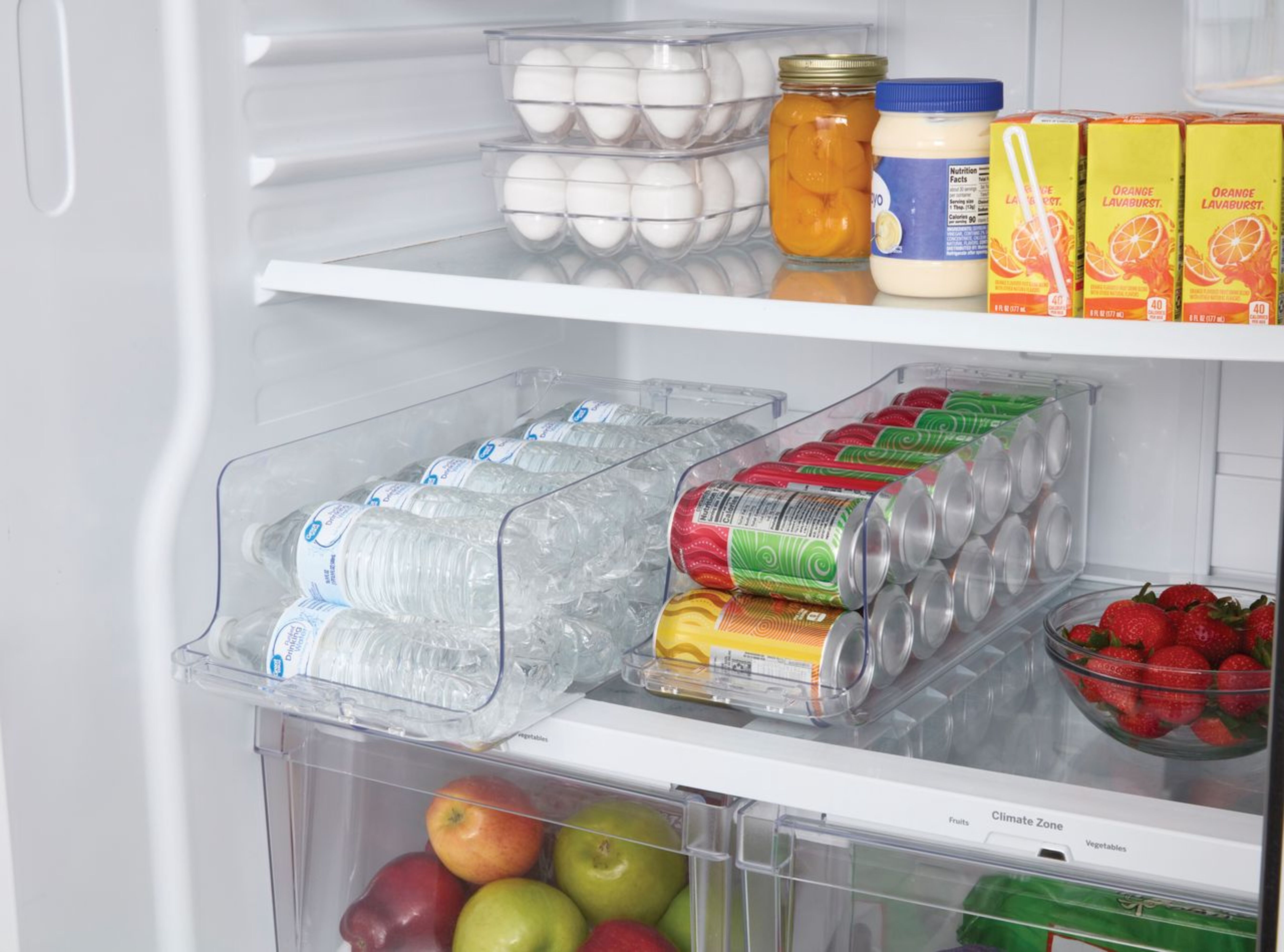 Mainstays Clear Expandable Drink Fridge Organizer, Made for Kitchen Organization and Drink Storage, Soda and Can Fridge Storage
