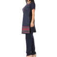 thumbnail image 3 of Sakkas Maria Women's Casual Tunic Kurta Knit Plain Embroidered Kurti Pant Set Soft - Midnight Blue - L, 3 of 5