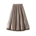 thumbnail image 4 of spring new high-waisted slim-fit black long pleated tulle skirt for women mesh two-way long pleated skirt for women-Apricot-One Size, 4 of 7
