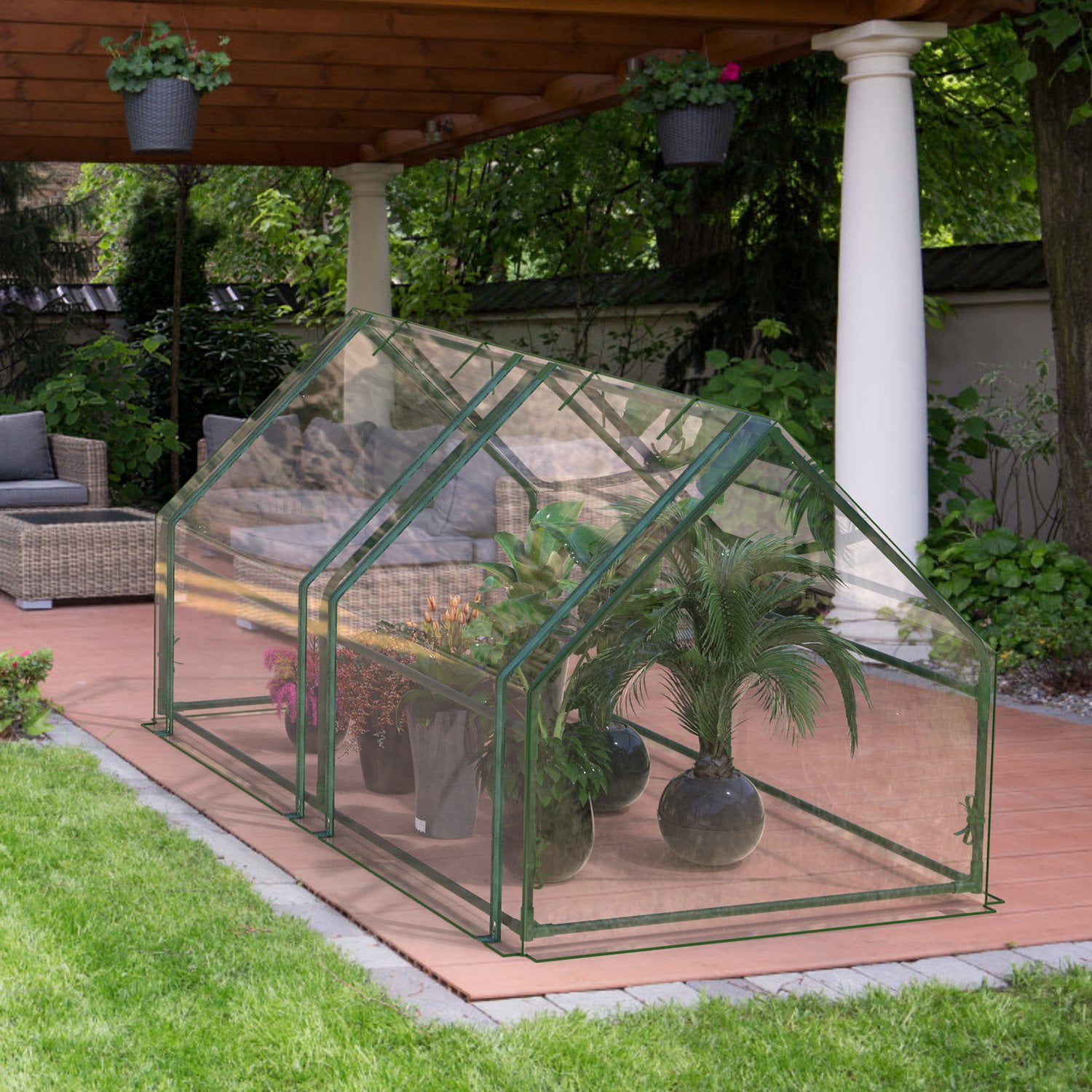 Portable Mini Greenhouse With Roll-Up Zipper Doors Waterproof UV-Resistant PVC Cover Hot House For Indoor Outdoor Garden Patio Backyard, 70.86*33.46*37.4 in