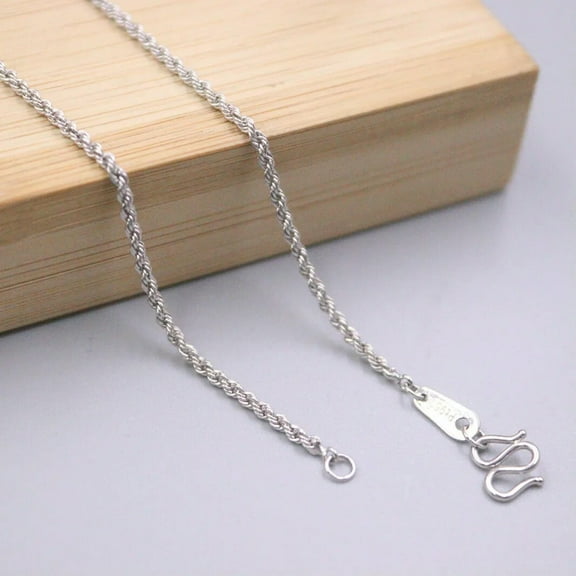 K-KED Real Platinum 950 Necklace For Men 2mm Width Rope Link Women's pt950 Chain 17inL