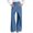 Blue, variant on Womens Loose Wide Leg Denim Pants High Waisted Irregular Splicing Wrap Design Jeans Casual Trendy Straight Baggy Comfortable with Button Closure Black XXL