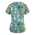 thumbnail image 3 of Xyxonk Women Scrub Tops Plus Size Cartoon Printed V Neck Shirts Comfortable Short Sleeve Stretch Care Uniforms with Pockets Sky Blue M, 3 of 5