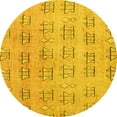 thumbnail image 1 of Ahgly Company Machine Washable Indoor Round Abstract Yellow Modern Area Rugs, 8' Round, 1 of 4