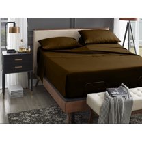 ABORN Giza Egyptian Cotton bedsheet 400-TC 4 PC Chocolate Split-Head Queen 28" Split 12" Pocket