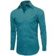 thumbnail image 3 of Men's Classic Fit Long Sleeve Wrinkle Resistant Button Down Premium Dress Shirt (Teal Blue, 2XL), 3 of 4