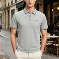 thumbnail image 2 of Liweisiy Short Sleeve Shirts For Mens Lapel Collar Embroidery Breathable Lightweight Tees Daily Golf Sports Shirts Gray 5XL, 2 of 7