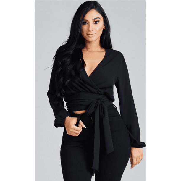 DRAPED WRAP TIE TOP