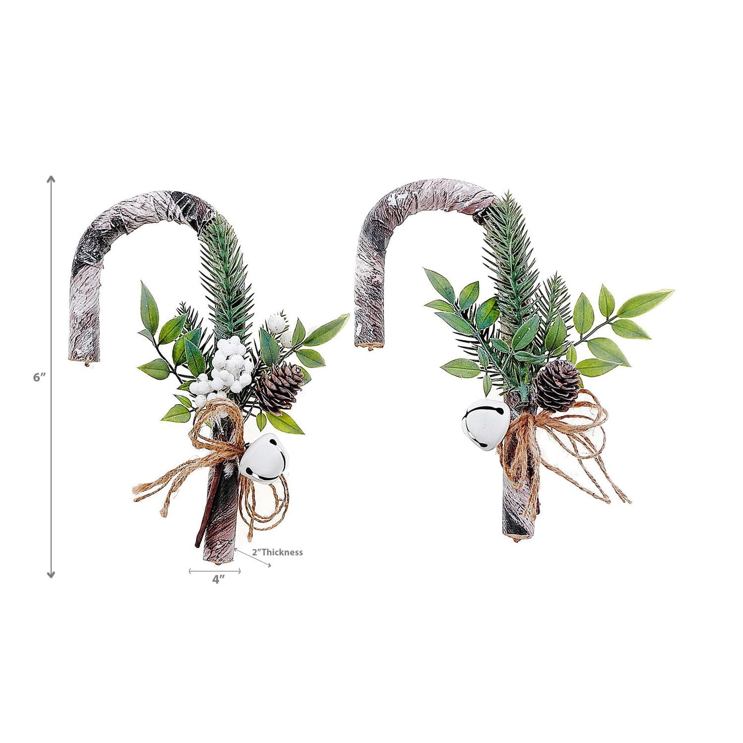 Christmas Bark Cane Holiday Pick  - Set of 4