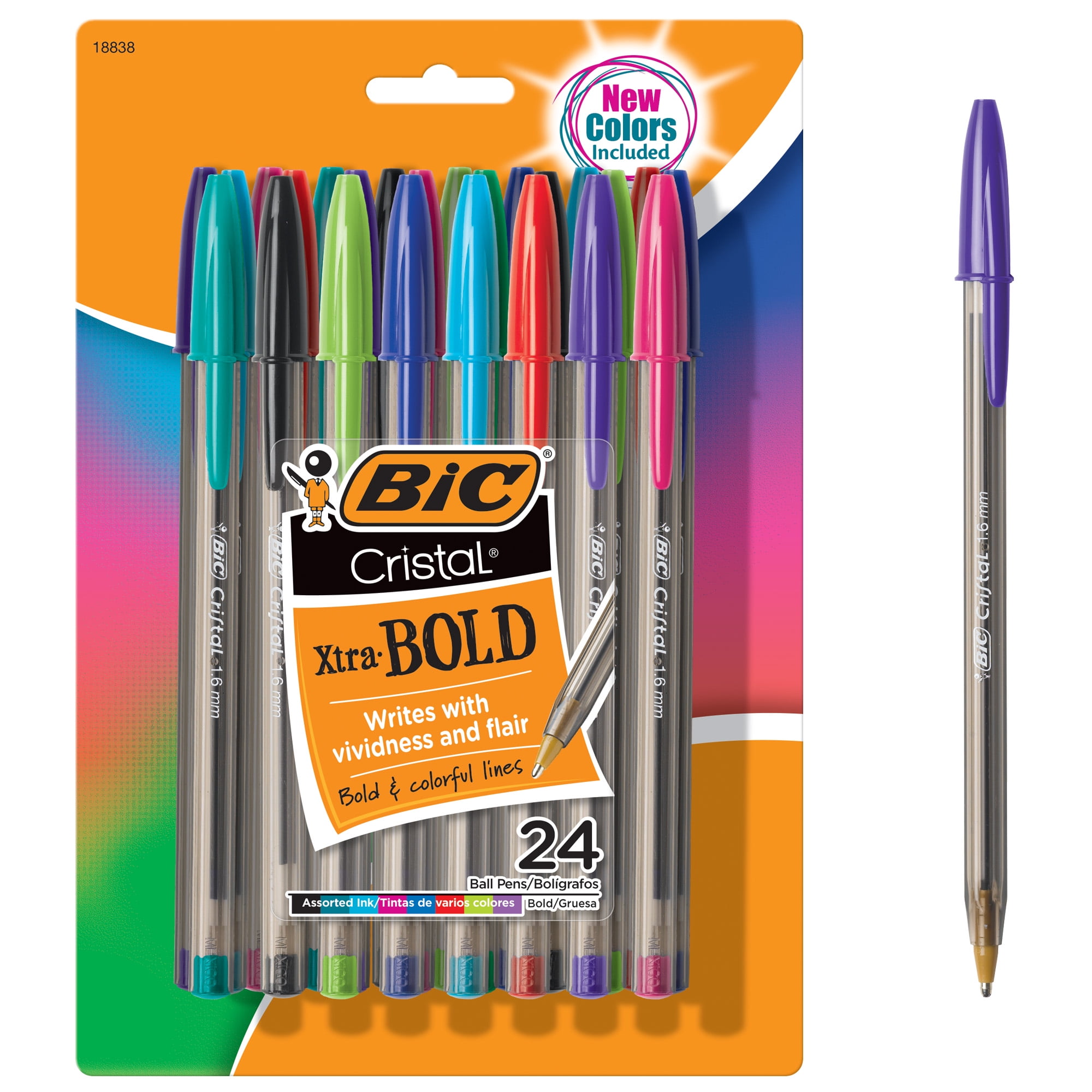 Pack of 10 in Bag of 10 BIC Cristal Ballpoint Pen Large Multicoloured