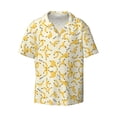 thumbnail image 2 of Lsque Banana print Men's Cuban Collar Short Sleeve Shirt Summer Beachwear Casual Button Down Fashionable Vacation Leisure Shirt-Medium, 2 of 7