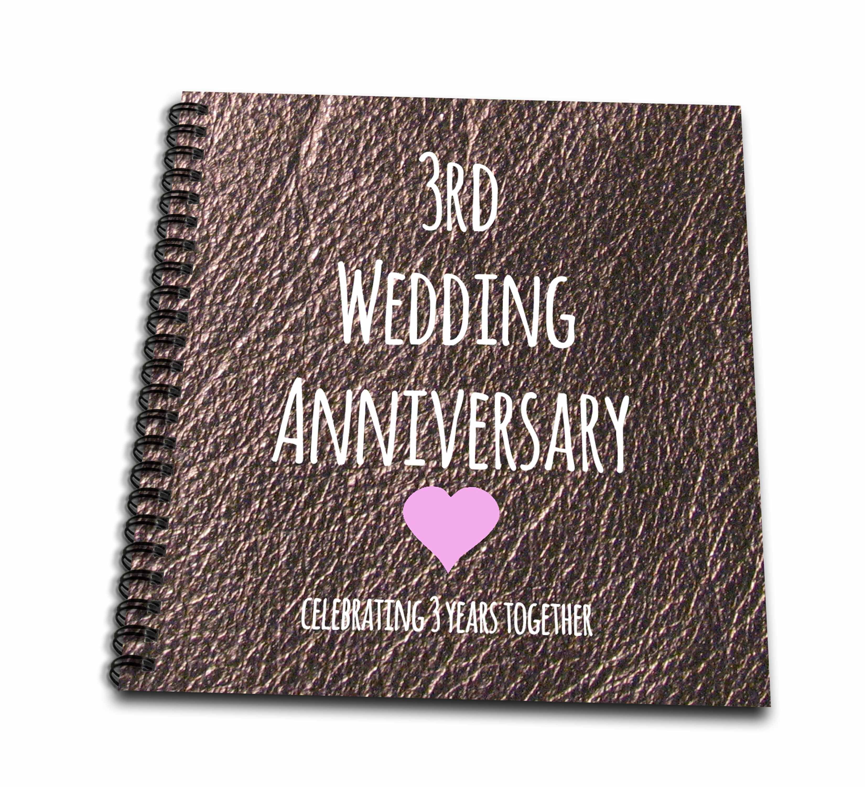 3dRose 3rd Wedding Anniversary gift Leather celebrating 3 years