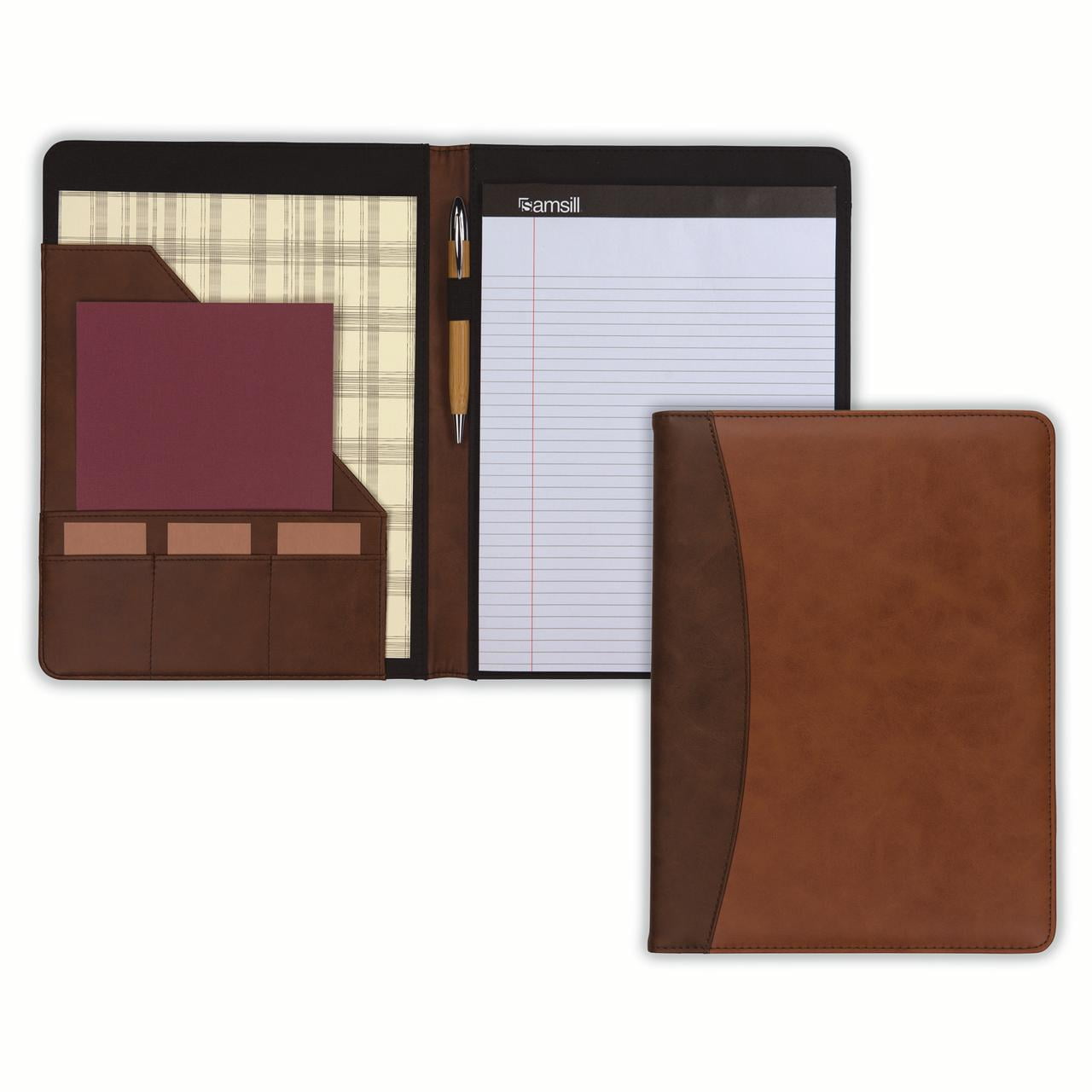 Samsill Two-Tone Padfolio, 8.5 x 11 Writing Pad, Brown & Dk Brown