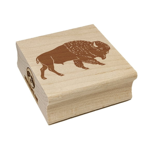Majestic American Bison Buffalo Square Rubber Stamp Stamping Scrapbooking Crafting - Small 1.25in