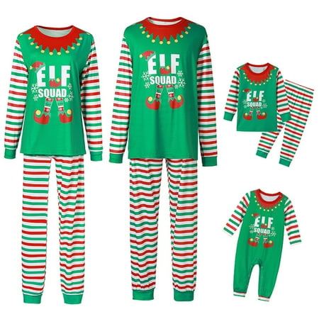 

Christmas Family Parent-child Pajamas Set Xmas Home Elf Print Sleepwear Nightwear Kids Dad Mom Matching Family Outfits