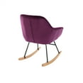 thumbnail image 4 of Velvet Rocking Chair, Modern Nursery Rocking Armchair with Metal Frame and Solid Wood Base, Comfy Upholstered Mid-Back Accent Glider Rocker Single Sofa Chair for Home Living Room Bedroom, Purple, 4 of 7