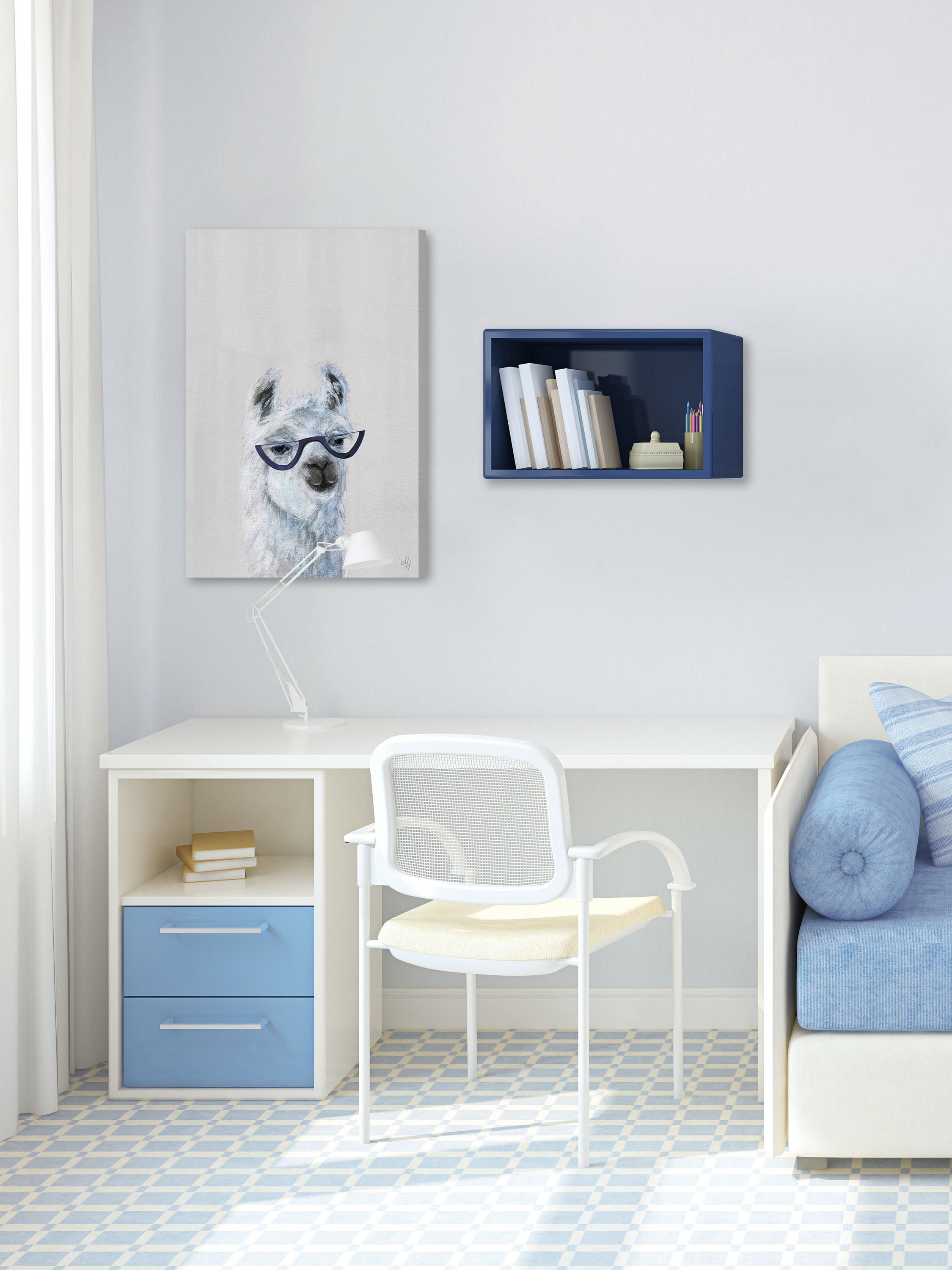 Marmont Hill Studious Llama II Canvas Wall Art