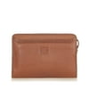 Women Pre-Owned Burberry Clutch Bag Calf Leather Brown WristletBag
