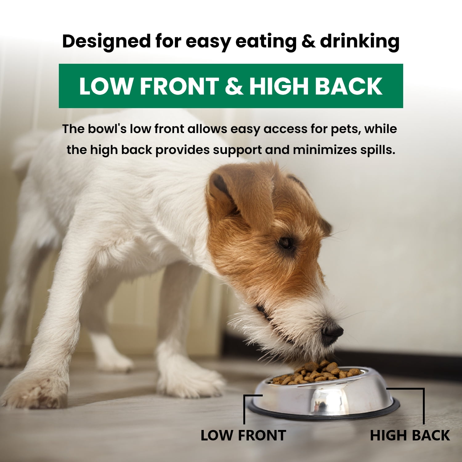 Iconic Pet Heavy Weight Non-Skid Easy Feed High Back Pet Bowl For Dog Or Cat, 24 Oz, 3 Cup