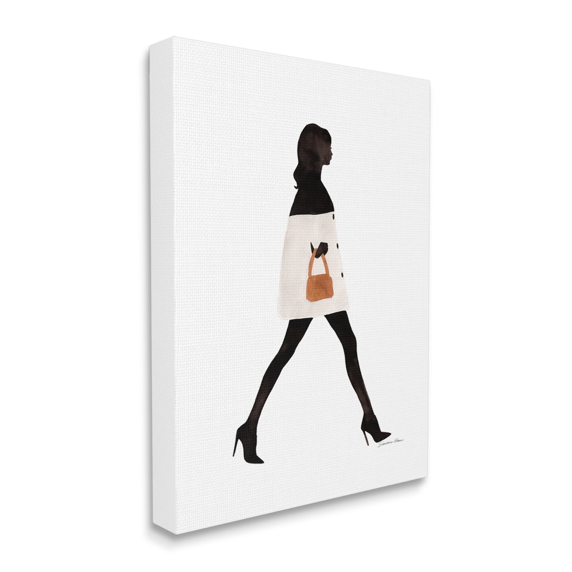 Stupell Industries Fashionable Girl Walking Beauty & Fashion Painting Gallery Wrapped Canvas Print Wall Art, 24 x 30