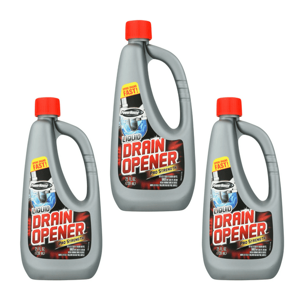 Powerhouse Liquid Drain Opener, Pro Strength, ( 3 X 25 fl oz) 3 Pack Bottles