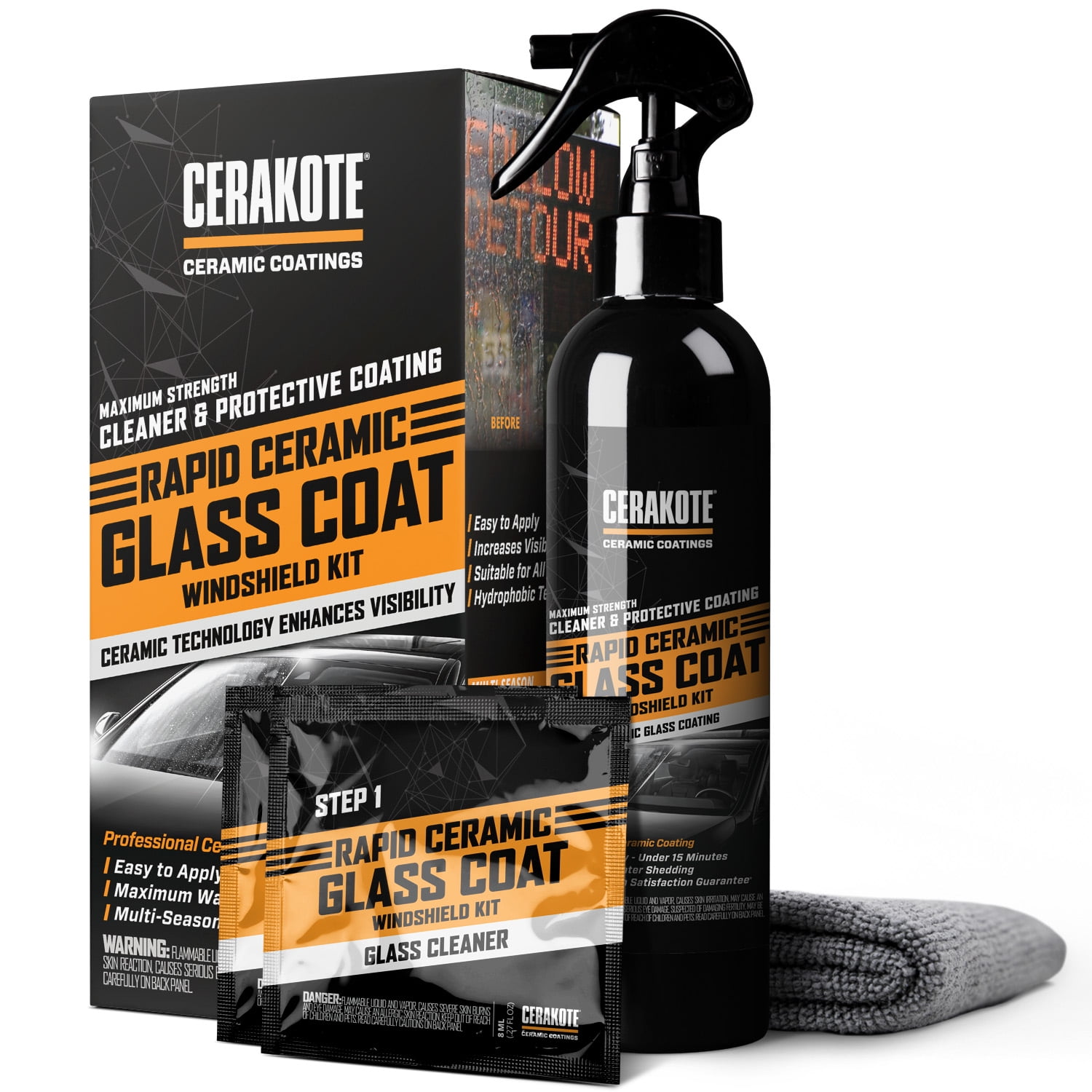 (6 pack) Cerakote Rapid Ceramic Coating Glass Windshield Kit (8oz Bottle)