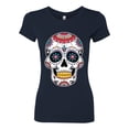 thumbnail image 2 of Wild Bobby Day Of The Dead Sugar Skull Pop Culture Women Slim Fit Junior Tee, Navy, XX-Large, 2 of 5