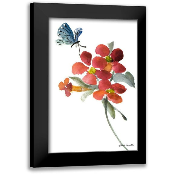 Loreth, Lanie 11x14 Black Modern Framed Museum Art Print Titled - Trumpet Vine and Butterfly
