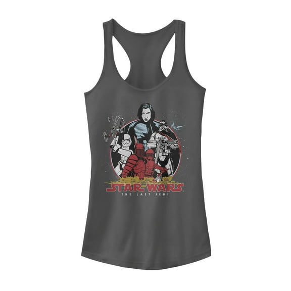 Junior's Star Wars The Last Jedi Kylo Ren Team  Racerback Tank Top Charcoal Small