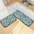 thumbnail image 7 of 2-Piece Kitchen Rugs Set Non-Slip Mats Carpet Floor for Kitchen, Bathroom (19.7"x27.6" & 19.7"x47.2") Pastel Blue Shape Pattern, 7 of 7