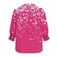 thumbnail image 5 of yoeyez Boho Buttons Down Shirts for Women Summer Floral Hawaiian Shirts With Smocked Cuffs Henley V Neck Relaxed Comfy Office Work Blouses Hot Pink,S, 5 of 6