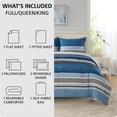 thumbnail image 2 of Mainstays 7-Piece Reversible Bed-in-a-Bag Set, Full, Blue Stripe, 2 of 13