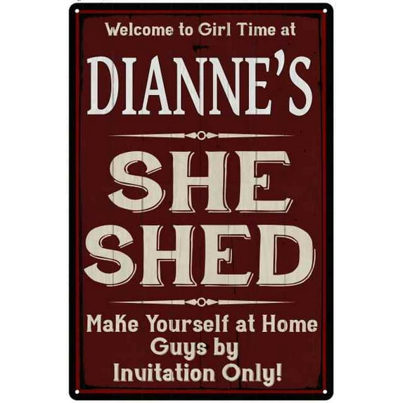 DIANNE'S She Shed Red Sign Lady Cave 8 x 12 High Gloss Metal 208120088282