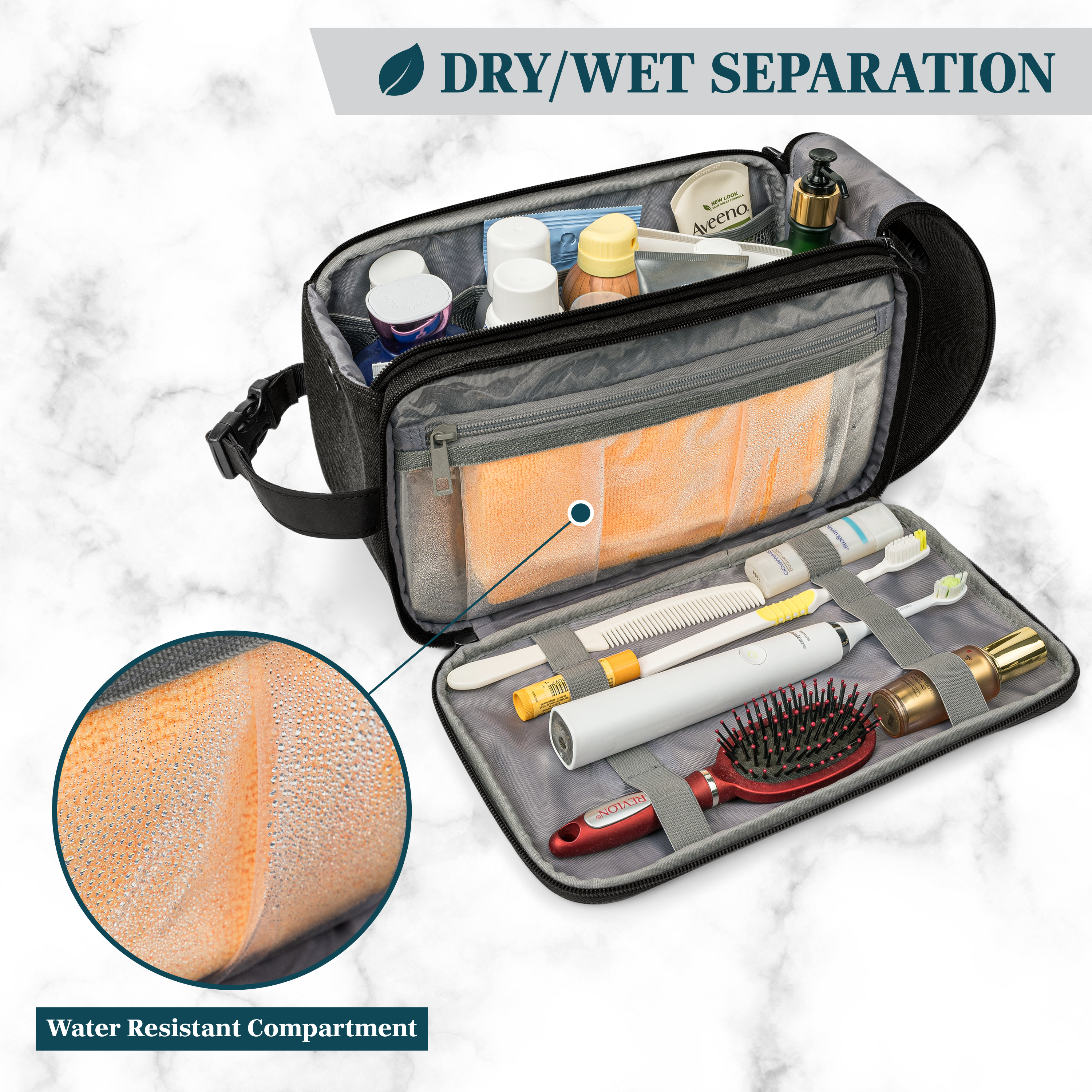 Pavilla Toiletry Bag, Mens Dopp Kit Bag, Canvas Travel Toiletry Bag, Water Resistant Shaving Bathroom Organizer for Travel, Gym, Shower Toiletries Storage for Grooming