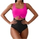 thumbnail image 1 of TaTaai Women‘s Tight Two Piece Swimsuit Front Knot Crop Top High Waisted Tummy Control Shorts Removable Padded Bra Wide Adjustable Straps Nylon Spandex Solid Color Summer Beach Gift, 1 of 2