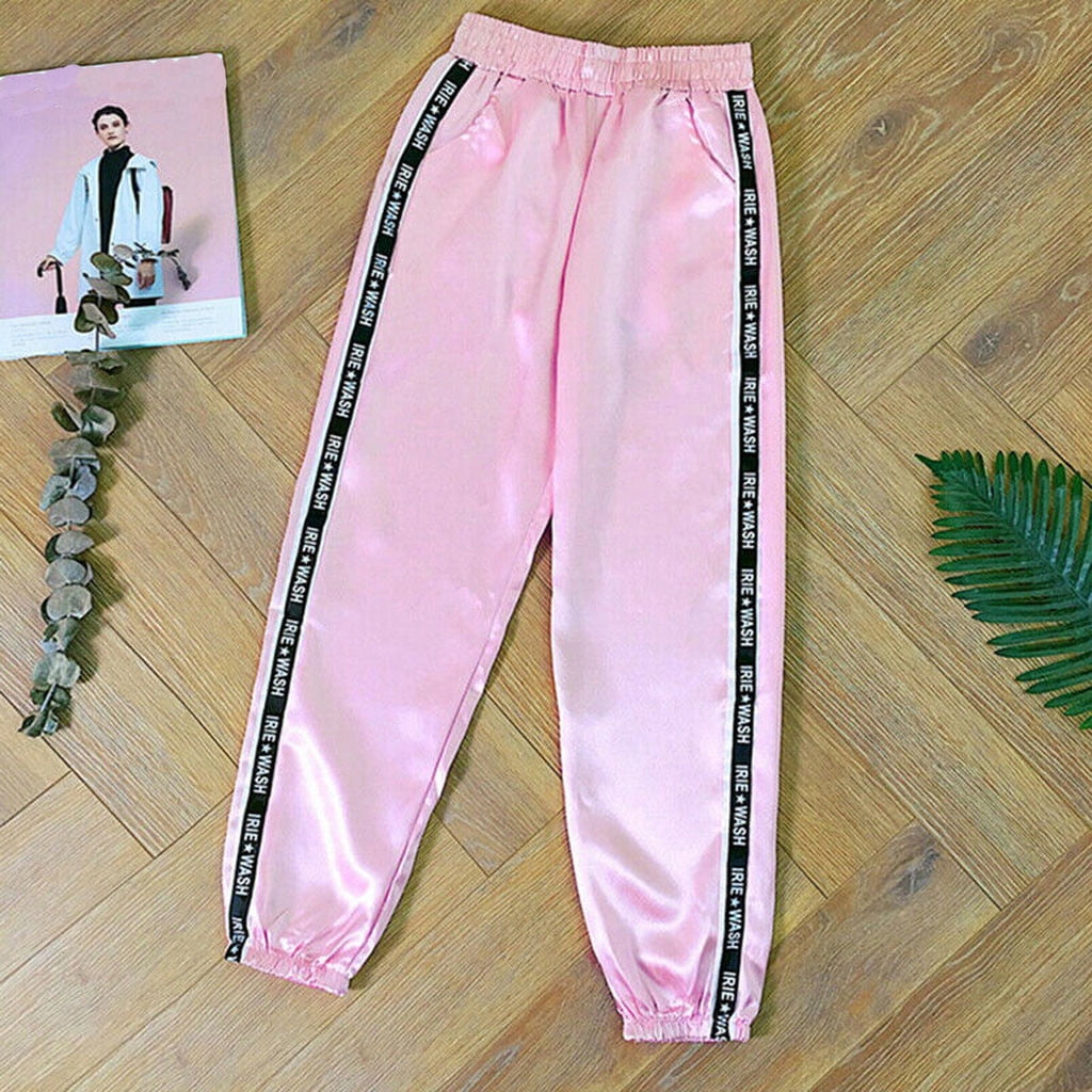 ribbon pockets long elastic sport jogger pants