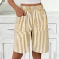 thumbnail image 5 of MLCDZ Womens Striped Bermuda Shorts Casual Loose Lightweight Shorts with Multiple Pockets Elastic Waist Summer Beach Vacation Shorts Pants, 5 of 7