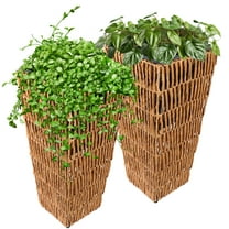 Sunnydaze Hyacinth 11" x 11" x 24" Square Barley Poly-Wicker Planter with Liner