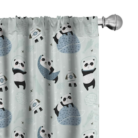 Ambesonne Panda Curtains, Pastel Animal in Space, Pair of 28"x84", Multicolor