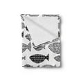 thumbnail image 2 of Fish Soft Flannel Fleece Throw Blanket, Minimalist Fish with Pared down Dots and Stripped Lines Sea Animal Image, Cozy Plush for Indoor and Outdoor Use, 50" x 70", Black White, by Ambesonne, 2 of 5