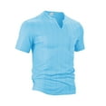 thumbnail image 2 of YLSDY Men's Casual T Shirts V Neck Short Sleeve Shirts Quick Dry Breathable Comfy Tees Summer Stylish Thin Top with Pocket Light Blue XXXL, 2 of 4