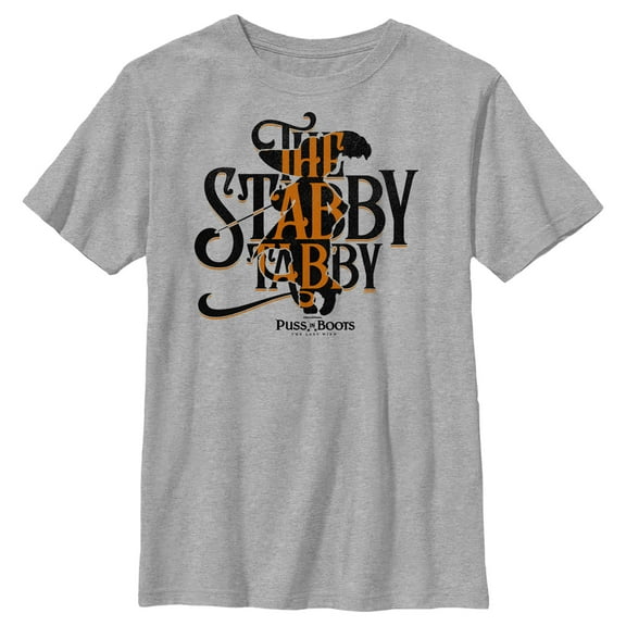 Boy's Puss in Boots: The Last Wish The Stabby Tabby  Graphic Tee Athletic Heather X Large