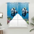 thumbnail image 2 of Swag Valance Curtains for Windows, Funny Diving Panda Light Filtering Kitchen Curtains with Rod Pocket, Ocean Sea Coastal Coral Fish Marine Life Window Treatment Valances, 36x63 - 2 PCS, 2 of 9