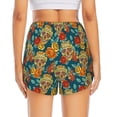 thumbnail image 2 of Lsque Skull And Flowers Printed Women's Running Shorts with Liner Pockets,Elastic Quick Dry Workout Athletic Gym Yoga Shorts,Womens High Waist Shorts-X-Large, 2 of 9