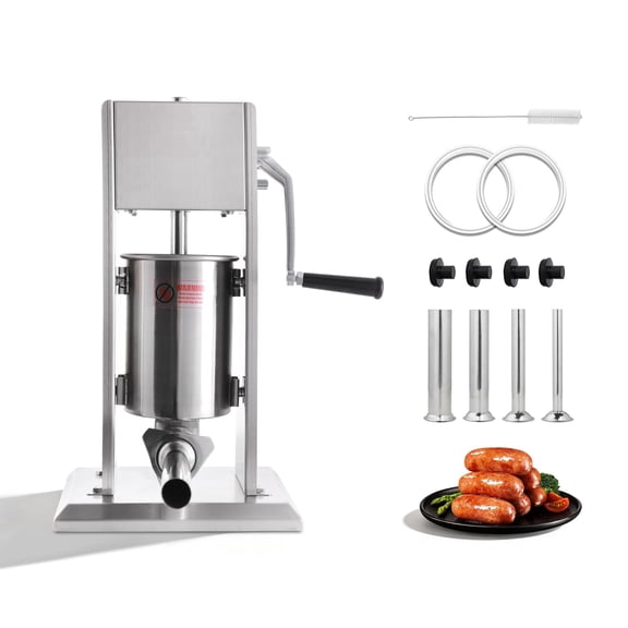 Hakka Brothers SV-3 7 lb, 3 L Stainless Steel Vertical Sausage Stuffer, 2 Speed, Automatic