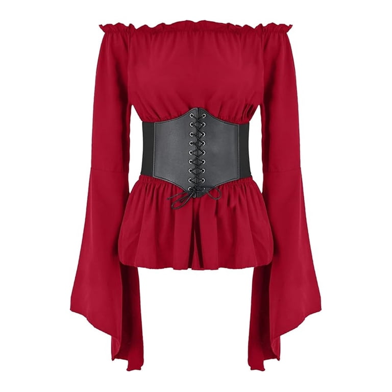 TrdSipl Womens Renaissance Blouse Corset Waist Belt Medieval 
