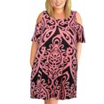 thumbnail image 1 of Vestido suelto hasta la rodilla con cuello redondo y estampado floral a la moda para mujer Pompotops ghjkhdj10182, 1 of 9