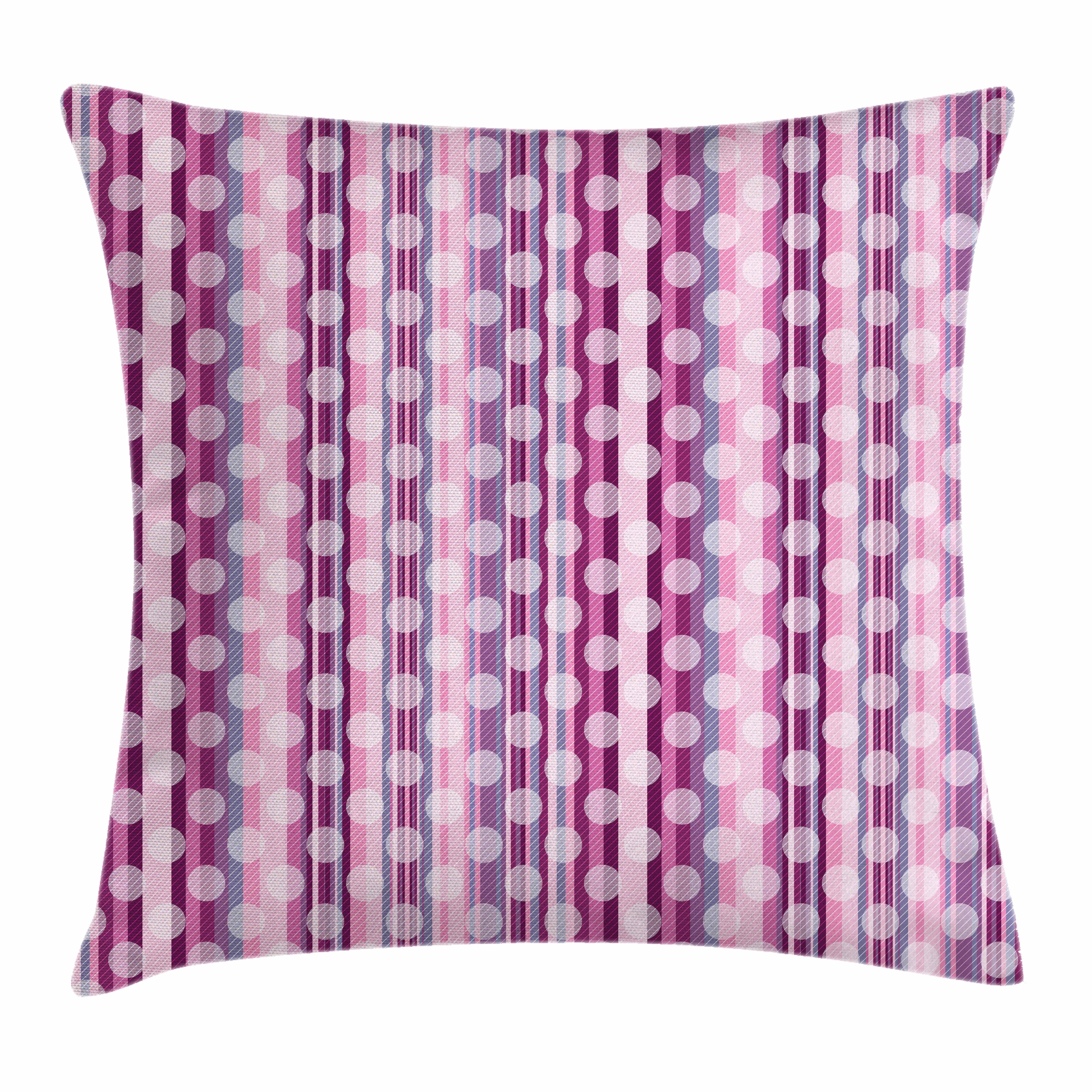 Purple Throw Pillow Cushion Cover, Vertical Stripes Pattern in Pink and