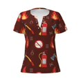 thumbnail image 2 of Fuzoiu Fire Extinguisher Print Women's V-Neck T-Shirt,Women's Short Sleeve Top, Comfortable for Work, Leisure, and Sports, 2 of 7